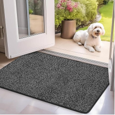 Mibao Dirt Trapper Mat, 80 x 120 cm, Durvju paklājs iekštelpām, neslīdošs durvju paklājs, super absorbējošs sagaidīšanas paklājs, paklājs priekšējām durvīm, aizmugurējām durvīm, apaviem un ķepām, melns