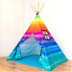 NUBUNI Teepee telts bērniem Akvareļu krāsā | Tippi bērnu telts zēnam | Bērnu telts iekštelpās | Bērnu telts ar grīdas paklājiņu un uzglabāšanas maisiņu | Tippi bērnu telts ar grīdas paklājiņu un uzglabāšanas maisiņu