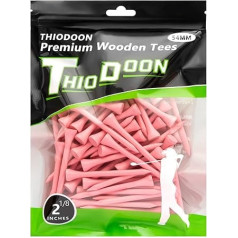 THIODOON Golf Tees Mazāka berze Koka Tees Apmācība golfa spēlētājiem Profesionālas dabīgā koka golfa Tees 100 gab. iepakojumā