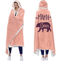 WJMSDK Dāvanas māmiņai, Mama Bear Sherpa Fleece sega ar piedurknēm, dzimšanas dienas dāvana māmiņai no meitas un dēla, Mātes dienas dāvanas māmiņai, labākā mammas dāvana, Mātes dienas dāvanas