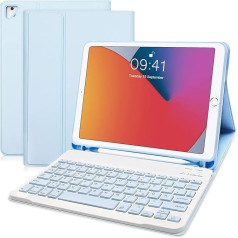 Hofsos iPad 6/5th Generation Case with Keyboard, Keyboard for iPad 9.7 2018 6th Gen/2017 5th Gen/iPad Air 1/iPad Air 2/iPad Pro 9.7 (QWERTZ) - plāns aizsargvāciņš ar bezvadu zīmuļa turētāju