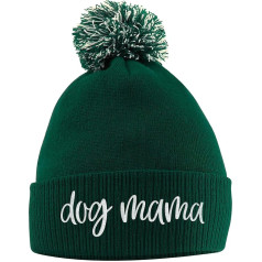 Violeta drukas māja suņu mamma Bobble cepure, suņu aksesuāri, dzimšanas dienas dāvanas sunim, mammai, silta ziemas adīta cepure ar mākslīgās kažokādas Pom sievietēm, meitenēm, Mātes dienai, viens izmērs, pudele zaļa