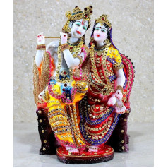 eSplanade - Radha Krishna Kishan Murti statuja - skulptūra no sveķiem (Radha Krishna uz dīvāna)