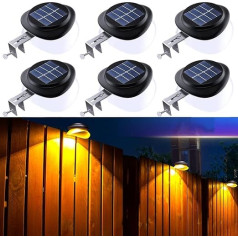 Gutter Solar Lights, Solar Lights for Outdoor Solar Lights, IP55 Waterproof, 100 LM for Fence, Patio, Walkways, Yard, Garage, Eave, Warm Light, Pack of 6