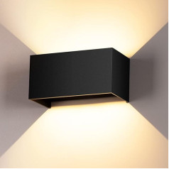 Cwycfw LED sienas lampas iekštelpu/āra 24 W sienas lampas iekštelpu augšup un lejup regulējams gaismas kūlis sienas gaisma silti balta 3000 K melna āra sienas lampas LED IP65 ūdensizturīgs sienas apgaismojums