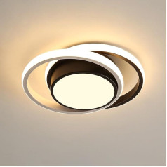 Comely LED griestu gaisma, 32 W LED griestu gaisma, moderna apaļa lampa guļamistabai, vannas istabai, virtuvei, balkonam, diametrs 28 cm, silta gaisma 3000 K, melna krāsa