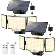 Topabol āra LED prožektors ar kustības sensoru 212 LED 3 režīmi Saules lampa āra IP65 Liela saules gaismas diode āra lietošanai