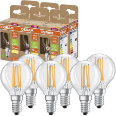 OSRAM Superstar+ Classic P FIL 40 LED spuldze, E14, mini lodītes forma, 2,5 W, 470 lm, 2700 K, silti balta gaisma, LED kvēldiega tehnoloģija, ļoti zems enerģijas patēriņš, B energoefektivitātes klase, 6 gab. iepakojumā