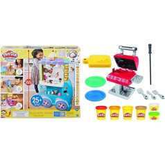 Play-Doh Kitchen Creations Lielā saldējuma kravas automašīna, rotaļu komplekts ar 27 piederumiem un virtuves piederumu komplekts bērniem no 3 gadu vecuma ar 6 krāsām un 7 piederumiem, daudzkrāsains