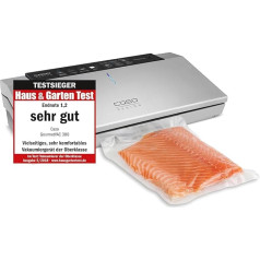 CASO GourmetVAC 380 Vacuum Sealer Vacuum Sealer Test Winner Home & Garden Test Double Weld Piston Pump (15 л/мин), регулируемая сила вакуума и время сварки, включает 10 пакетов 20 x 30 см