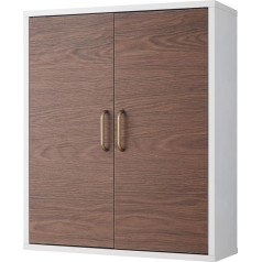 Teamson Home Tyler koka vannas istabas sienas medicīnas skapītis 18cm x 50.8cm x 61cm Balts/brūns EHF-F0011