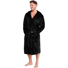 CityComfort Men's Dressing Gown Super Soft Men's Fleece Robe with Hood Robes Bathrobe Warm and Cuddly