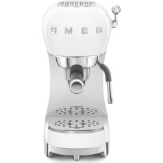 SMEG, ECF02WHEU Espresso kafijas automāts, Cappuccino tvaika funkcija, termobloks, liela krūzes korpuss un dubultās kafijas funkcija, 1 L ūdens tvertne, lietotājam draudzīga vadības sistēma, 1350 W, balts