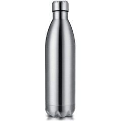 Nerūsējošā tērauda ūdens pudele Vakuumizolēta ūdens pudele Premium Thermos Flask Izolēta pudele 24 stundas auksta un 12 stundas karsta sportam, fitnesam, velosipēdam, jogai, brīvdabai, kempingam (sudraba, 1000 ml)