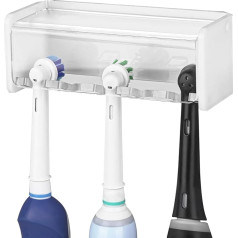 Linkidea Elektriskās zobu birstes sienas stiprinājums ar vāku vannas istabai, 5 nodalījumu elektrisko zobu birsteņu organizators, saderīgs ar Oral-B IO Series, Philips Sonicare ProtectiveClean (balts)
