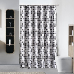 GONOVE dušas aizkars vannas istabai 240 x 200 cm Mildew Resistant Thick Polyester Fabric Mosaic dušas aizkars Liner Waterproof Long Bath Curtain ar āķiem, mazgājams un svērta Hem