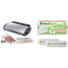 FoodSaver V2860 sauso/mitro pārtikas produktu vakuummašīna, 100 W, sudraba/melna + plastmasas, pārstrādājami maisiņi
