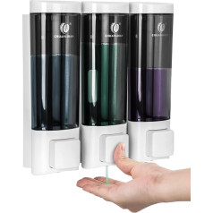 Manuālais ziepju dozators Sienas rokas ziepju dozators sūknis 3 x 200 ml kameras šampūna kastīte losjons dušas želejas konteiners tualetes tualetei vannas istaba viesnīca virtuve 20 cm x 6 cm / 2,36 x 20 cm 17,8 cm balta ITE
