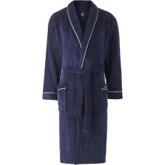 Savile Row Company Men's Navy Grey Check Super Soft Dressing Gown, Navy Grey, Einheitsgröße Große Größen