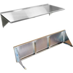 ybaymy 120 x 30 cm nerūsējošā tērauda plaukts Metāla sienas plaukts Komerciālās virtuves sienas plaukti ar backsplash Maksimālā slodze 50 kg Smagās slodzes peldošais plaukts virtuvei, restorānam, mājai un viesnīcai