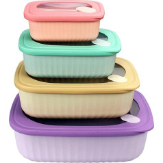 Food Storage Containers with Lid, Plastic, Set of 4, BPA-Free Storage Containers, Leak-Proof, Dishwasher, Microwave, Freezer Safe Food Container, 380/850/1600/2850 ml, Stackable