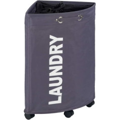 WENKO 62101100 Wäschesammler: 100% Polyester, Rollen: Polipropilēns 33 x 33 x 60 cm, grau