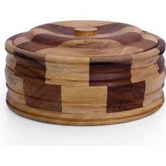 Roku darbs Meksikas Tortilla Warmer Basket Koka Indijas Chapati Roti maizes turētājs Box Pancake Keeper Serving Dish Hot Pot Casserole Lid Mājas virtuves ēdamistabas dekori, antīka brūna 23x9