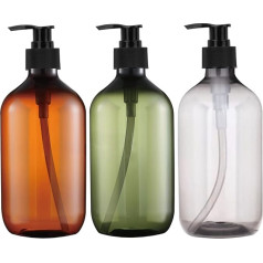 suchkawe 3 Stück 500 ml leere Pumpflasche, Shampoo-Flasche, Pumpspender, nachfüllbar, leere Lotion, Flüssigseifenpumpe für Öl, Emulsionsshampoo, Pumplotion, Badezimmer