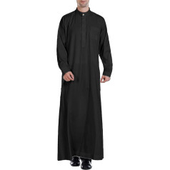 YAOHUOLE Men's Abaya Robe Muslim Kaftan Thobe Long Dress Casual Long Sleeve Shirt Button Down with Pocket