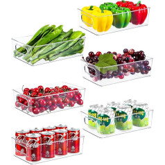 Nuangoo Fridge Organiser Set, Set of 6 (3 Sizes) for Kitchen, Pantry, Shelves, Drawer, Cupboards, Bathroom, BPA-Free