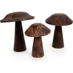 Logbuch-Verlag 3 sēņu figūriņas stāvošām Ziemassvētku rudens rotām Boletus Dekoratīvā figūra Meža rudens rotājums Tumši brūna 13-18 cm