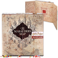 Harija Potera Adventes kalendārs: 24 JellyBelly maisiņi + Maraudera karte un 24 viktorīnas jautājumi, 192 g, maģiska bauda faniem un kolekcionāriem, ierobežots izlaidums - apbur Ziemassvētku laiku ar Hogvartu!