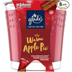 Glade Warm Apple Pie aromātiskā svece, 6 sveces (6 x 112 g), līdz 27 stundām degšanas laika vienai svecei, sarkanā krāsā