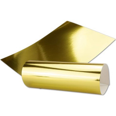 Gold Metal Mirror Paper – Set of 40 – Mirror Gold – White Back – DIN A4 21.0 x 29.5 cm – Ideal for Crafts and DIY