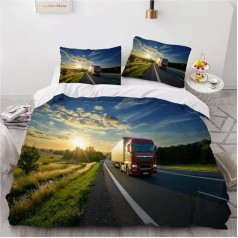 BKCCZ Bērnu gultas veļa 135 x 200 cm Kravas automašīnas zēns meitene gultas veļas komplekti 3 gab Bērnu segas pārvalki Mikrošķiedra ar rāvējslēdzēju Sporta zēns Segas pārvalks un 2 spilvendrānas 80 x 80 cm