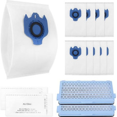 Awinker 2 motora filtri un 2 HEPA filtri un 10 putekļu sūcēju maisiņi Miele putekļu sūcējam GN S2 S4 S5 S6 S8, Compact C1 C2, Complete C2 C3 (zils 2 filtri + 10 maisiņi + 2 filtri)