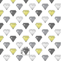 300 x 160 cm 100% kokvilnas audums bērniem ar dimantiem (Diamond Grey Yellow, 300 x 160 cm)