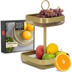 Moritz & Moritz Augļu statīvs zelta krāsā - Augļu grozu statīvs zelta krāsā - Zelta krāsas augļu, dārzeņu un maizes trauku statīvs, augļiem, dārzeņiem un maizei
