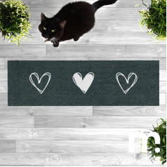 MOCAVI Paklājs Durvju paklājs iekštelpās un ārpus telpām Mazgājams augstas kvalitātes 30 x 100 cm Sirdis Antracīta krāsā Ilgs šaurs apavu stāvvietas laukums