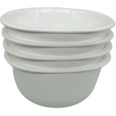 Daudzreiz lietojamas ECO nesadalāmas krāsainas plastmasas bļodas, 4 gab., nesadalāmas, 100% drošas pārtikai, lieliski piemērotas kempingiem, iekštelpām, āra telpām un piknikiem (mazas, 800 ml, baltas)