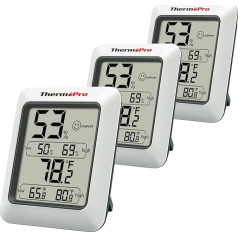 ThermoPro TP50-3 Digitālais higrometrs iekštelpu termometrs istabas termometrs ar ierakstīšanas un istabas klimata indikatoru klimata kontrolei Klimata monitora istabas klimata kontrolei