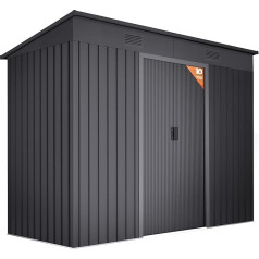 Wasabi Metāla dārza nojume 3,14 m2, gaiši antracīta krāsā - 238 x 130 x 202 cm - Dubultās bīdāmās durvis - Ventilācijas režģis - Plakans jumts - Instrumentu nojume - Āra laikapstākļiem izturīga - Antracīta pelēka krāsa