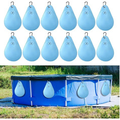 WEDNOK Pack of 12 Pool Cover Weights Water Bag for Pool Cover 24 x 34 cm peldbaseina pārsegs Hanging Bag for Filling Winter Pool Tarp Weights for Pool Cover Winter