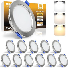 LED iegremdējamie prožektori, 230 V, IP44, 7 W, dimmējami LED prožektori, 75-95 mm uzstādīšanas diametrs, silti balts, neitrāli balts, vēss balts, ļoti plakans iegremdējamais prožektors vannas istabai, virtuvei, dzīvojamām telpām