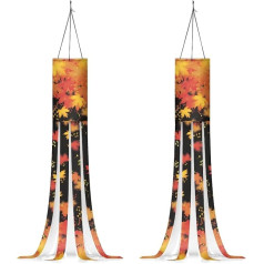 Mumeson Herbstahorn 2 Stück Thanksgiving Windsack Dekorative Herbst Windsocken Outdoor Decor Windsack mit Schwanz Flagge Hängende Dekor für Wand Baum Front Terrasse Rasen Garten