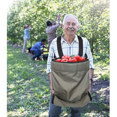 FCOUIID Harvest Apple Picking Bag - ūdensnecaurlaidīgs 600D augļu uzglabāšanas priekšauts soma augļu dārza fermas dārzam Heavy Duty Green