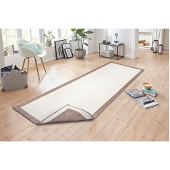 NORTHRUGS Panamas paklājs iekštelpām un ārpus telpām, 80 x 350 cm, divpusējs paklājs, izturīgs pret laikapstākļiem, moderns vienkāršs dizains ar apmali, paklājs balkonam, terasei, dārzam, ziemas dārzam, viesistabai, ūdensizturīgs, lins