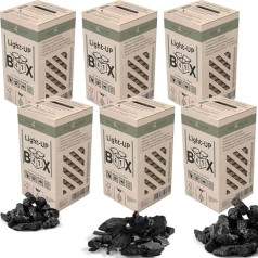 holz4home® Gaismas kastes aizdedzinātājs (6 x 1 komplekts) 15 kg Ugunskura aizdedzinātājs Grila kastē Uguns starteris Grila grils ar kokogļu oglēm Grila aizdedzinātājs Atsevišķs apgaismojums BBQ