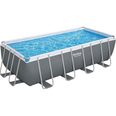 Bestway Power tērauda rāmja baseina komplekts ar smilšu filtra sistēmu 488 x 244 x 122 cm, pelēks, kvadrātveida