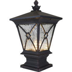 WFZRXFC Retro Black Courtyard Lighting Post Licht mit Glas Lampenschirm für High Light Transmission Post Lampe E27 wasserdichte und rostfreie Post Laterne Geeignet für Outdoor Villa Wände Säulenlampe